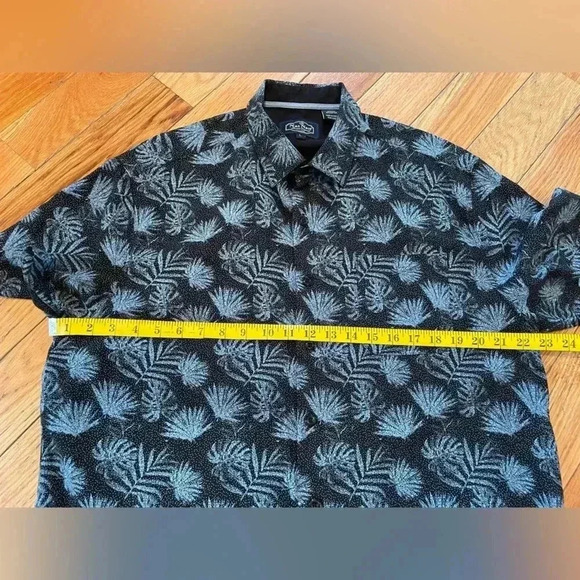 Nat Nast Blue Silk Blend Button Up Short Sleeve Palm Hawaiian Shirt Men’s Size L - Picture 11 of 12